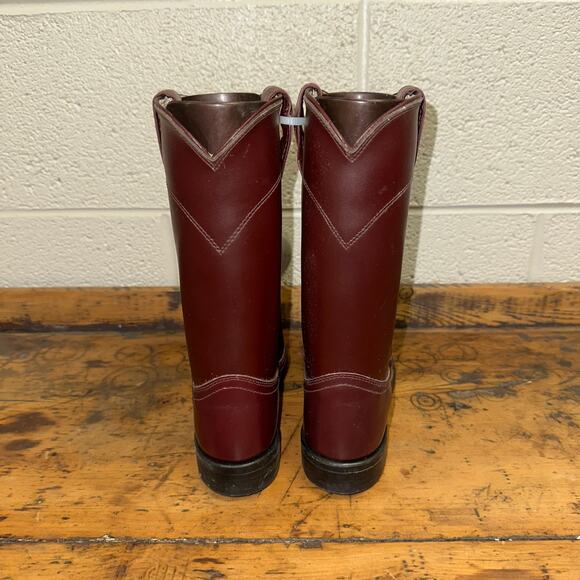 New Diamond J Deadstock Western‎ Riding Boots Men\'s Size 6 Red Maroon Leather main image 11